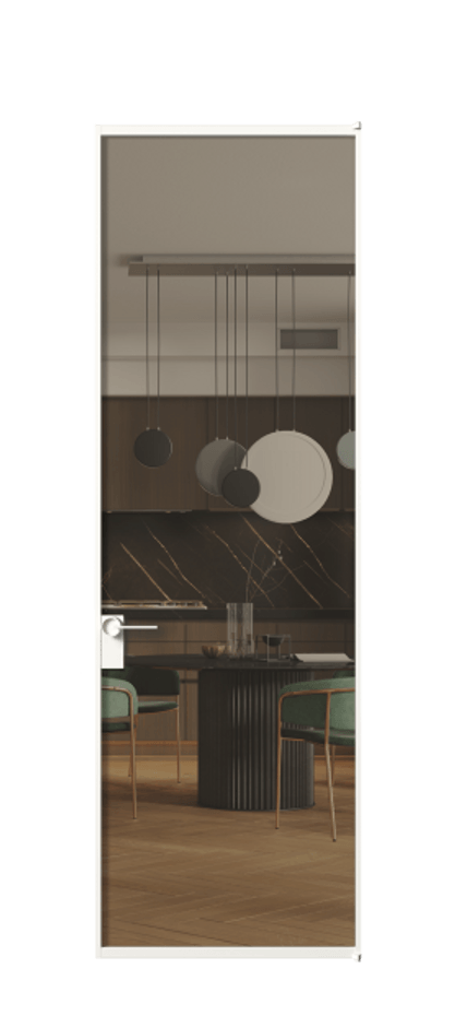 Алюминиевая дверь АЛПЛ040.01 Алюминий Белый Прозрачное бронзовое стекло, триплекс Цена 133270  | Volhovec