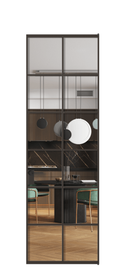 Алюминиевая дверь АЛПЛ040.05 Алюминий антрацит Прозрачное стекло "Кристал Вижн", калёное Цена 157470  | Volhovec