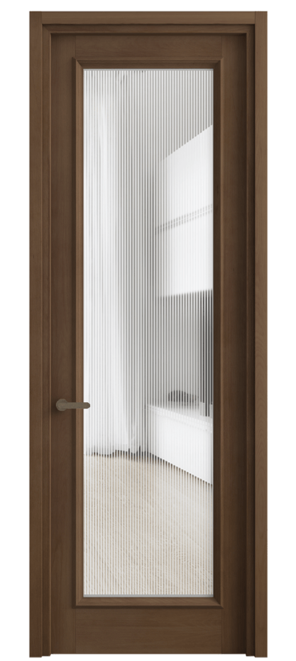 Межкомнатная дверь Шарм 6702 Бук тёмный матовый Рифлёное стекло "Дюна", триплекс Цена 121699 ₽ | Volhovec