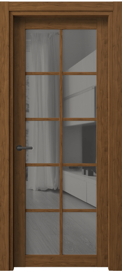 Межкомнатная дверь Нео 2106 Лесной орех Двустороннее серое зеркало, триплекс Цена 42399 ₽ | Volhovec