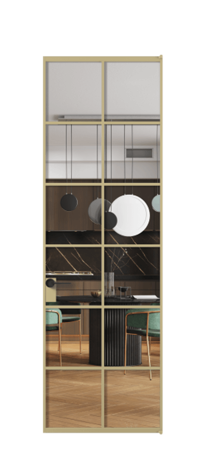 Алюминиевая дверь АЛПЛ040.05 Золотой Прозрачное стекло "Кристал Вижн", калёное Цена 174370  | Volhovec