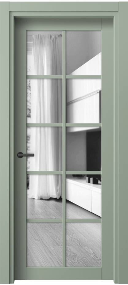 Межкомнатная дверь Нео 2106 ПЭТ светло-оливковый Двустороннее зеркало, триплекс Цена 33739 ₽ | Volhovec