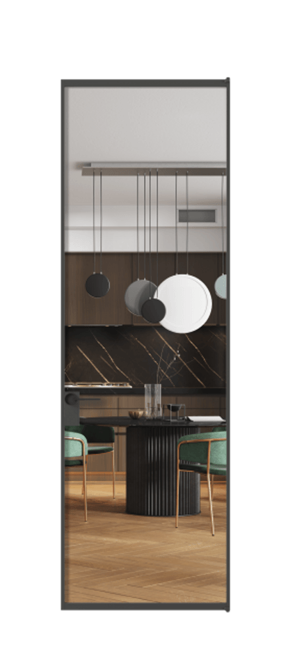 Алюминиевая дверь АЛПЛ040.01 Графитовый Прозрачное стекло "Кристал Вижн", калёное Цена 159070  | Volhovec