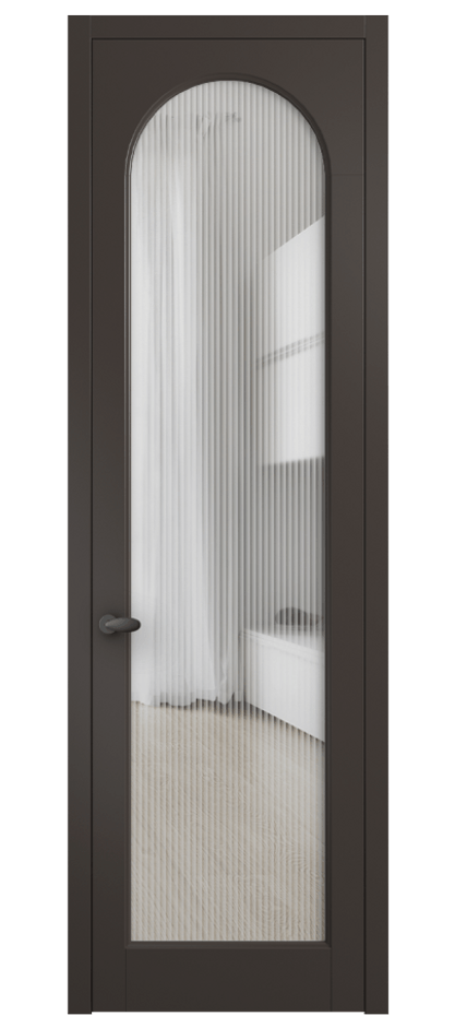 Межкомнатная дверь Палаццо 6804 Матовый антрацит Рифлёное стекло "Мору", триплекс Цена 108429 ₽ | Volhovec