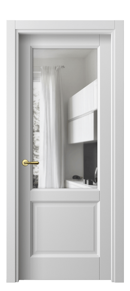 Межкомнатная дверь Галант 1422 Матовый белоснежный Прозрачное стекло Цена 54599 ₽ | Volhovec