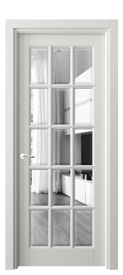 Межкомнатная дверь Лигнум 0708 Матовый светло-серый Двустороннее зеркало с фацетом, триплекс Цена 119999 ₽ | Volhovec