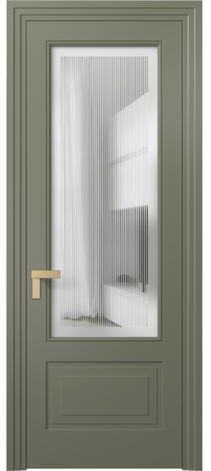 Межкомнатная дверь Рокка 8342 Матовый оливковый тёмный Сатинированное с гравировкой "Каннелюры", триплекс Цена 94599 ₽ | Volhovec