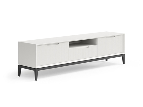 Мебель ТВ тумба Вельвет. Цвет Матовый тёплый серый. Материал Гладкая эмаль. Коллекция ТВ тумба Вельвет. Картинка.