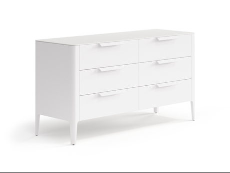 Мебель Комод Пьега 6 ящиков. Цвет Матовый пудровый белый. Материал Гладкая эмаль. Коллекция Комод Пьега 6 ящиков. Картинка.
