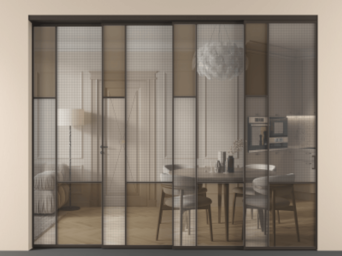 Перегородка Mosaic внутри проема телескопик синхро-4 #VENDORCODE# #FURNISH# #GLASS# Цена #PRICE# #CURRENCY# | Volhovec