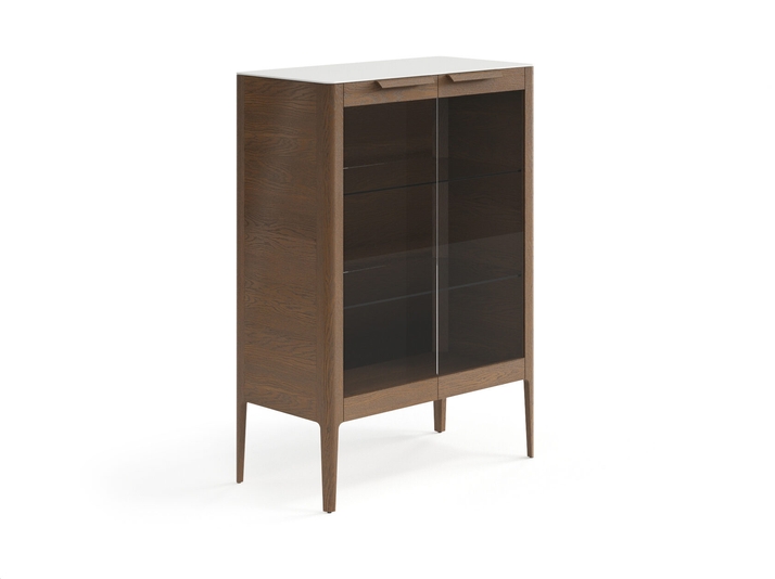 Мебель Витрина Пьега. Цвет Дуб туманный матовый. Материал Массив дуба матовый. Коллекция Витрина Пьега. Картинка.