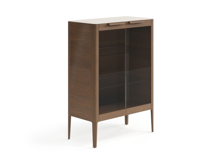 Мебель Витрина Пьега. Цвет Дуб туманный матовый. Материал Массив дуба матовый. Коллекция Витрина Пьега. Картинка.