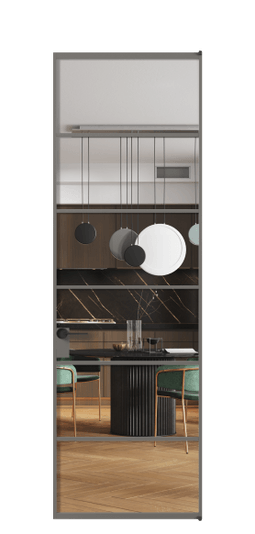 Дверь межкомнатная АЛПЛ040.04 Crystalvision АКЛС. Цвет Алюминий классический серый. Материал Алюминий в эмали. Коллекция Формато. Картинка.